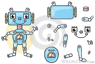 Robot body parts for kids to put together Vector Illustration