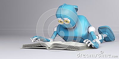 Robot with book,3d render Stock Photo