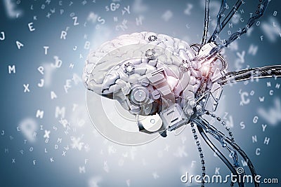 Robot brain learning Stock Photo