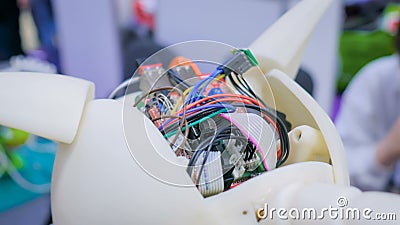 Robot brain with wires and chip Stock Photo