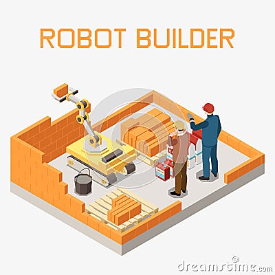 Robot Builder Isometric Illustration Vector Illustration