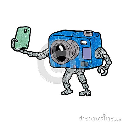 Robot camera making selfie Vector Illustration