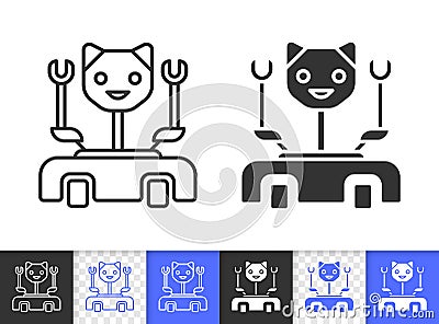 Robot Cat simple black line vector icon Vector Illustration