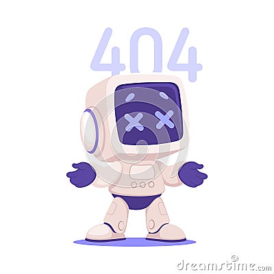 Robot Character Error as Smart Android Assistant Machine Vector Illustration Stock Photo