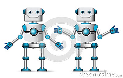 Robot characters vector set with standing posture for design element Vector Illustration