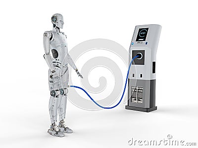 Robot charge at station Stock Photo