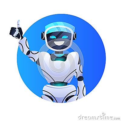 robot chatbot assistant modern robotic character artificial intelligence concept portrait Vector Illustration