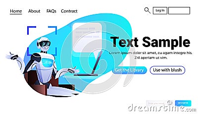 robot chatbot assistant with speech bubble detection and identification facial recognition system artificial Vector Illustration