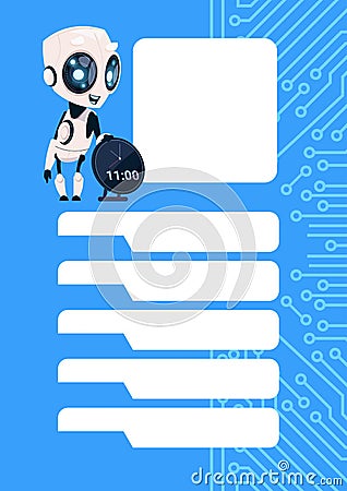 Robot Chatter Bot Modern Chatbot Service Over Circuit Background With Copy Space Vector Illustration