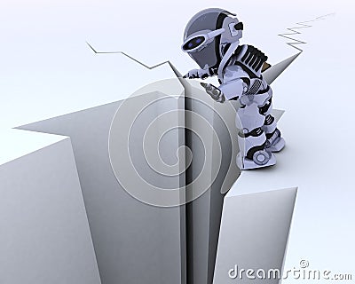 Robot on a cliff edge Stock Photo