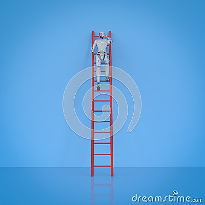 Robot climb ladder Stock Photo