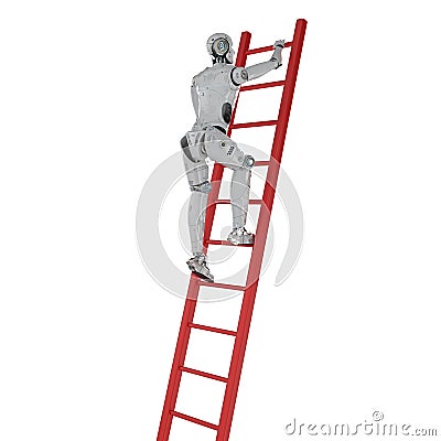 Robot climb ladder Stock Photo