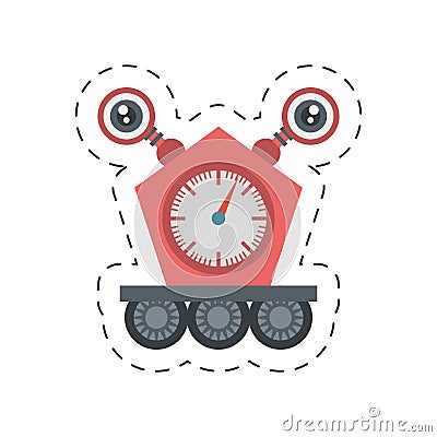 robot clock eletronic mechanical cutting line Cartoon Illustration
