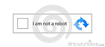 Robot code. Captcha and recaptcha button. Captcha test password. Turing web technology. Icon for computer, website and internet. Vector Illustration