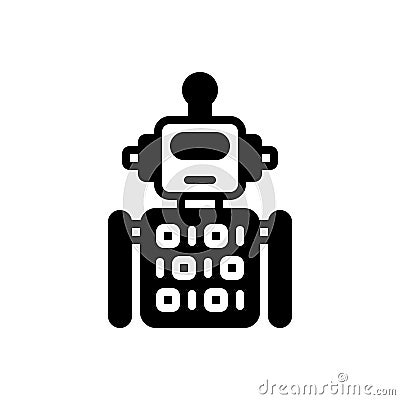 Black solid icon for Robot Code, algorithm and application Stock Photo