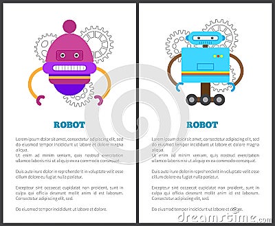 Robot Collection of Posters Vector Illustration Vector Illustration