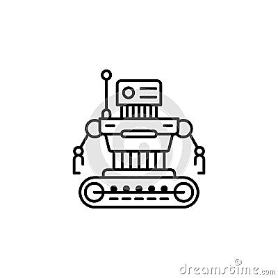 Robot, combat outline icon. Signs and symbols can be used for web, logo, mobile app, UI, UX Vector Illustration