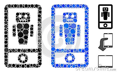 Robot Communicator Composition Icon of Round Dots Stock Photo