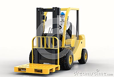 Robot control forklift truck Stock Photo