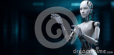 Robot Cyborg 3d render on blurred background. Innovation technology robotisation Stock Photo