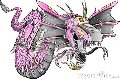 Robot Cyborg Dragon Vector Vector Illustration