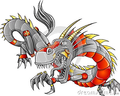 Robot Cyborg Dragon Vector Vector Illustration