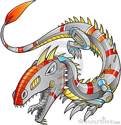 Robot Cyborg Dragon Vector Vector Illustration