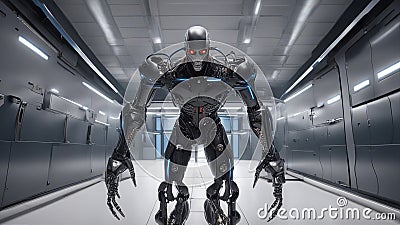 robot cyborg half cyborg half vampire, flesh fallen off showing robot under the flesh, Stock Photo
