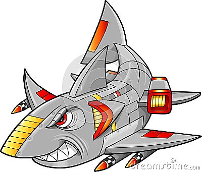 Robot Cyborg Shark Vector Illustration Vector Illustration