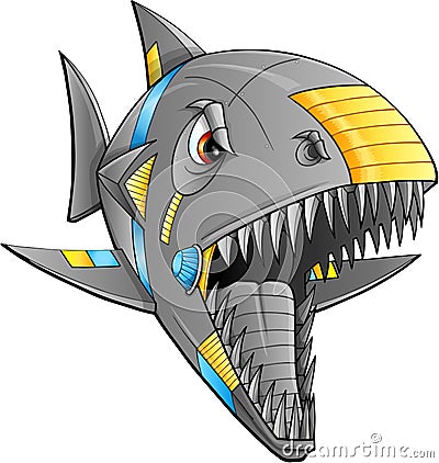 Robot Cyborg Shark Vector Vector Illustration