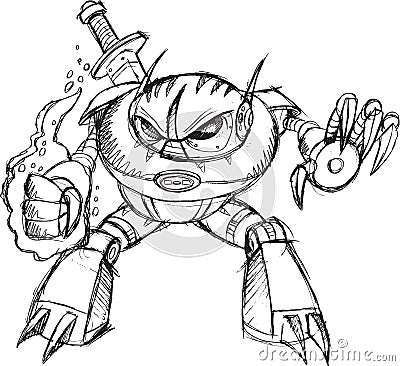 Robot Cyborg Warrior Ninja Vector Vector Illustration