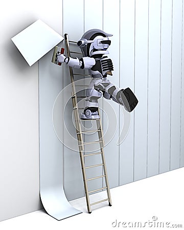 Robot decorating a wall Stock Photo