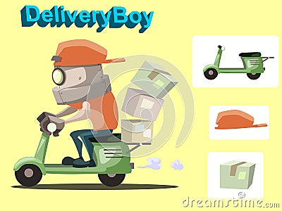 Robot delivery boy Vector Illustration