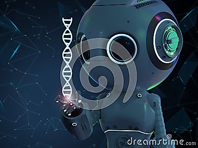 Robot with dna helix Stock Photo