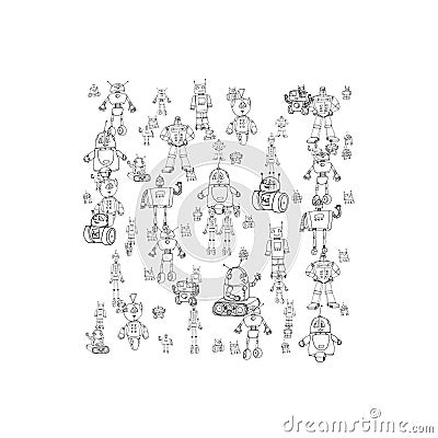 Robot doodles vector. Vector Illustration