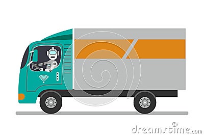 Robot driving a car. Vector illustration. Vector Illustration