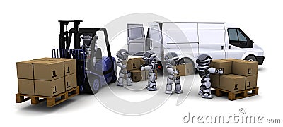 Robot Driving a Lift Truck Stock Photo