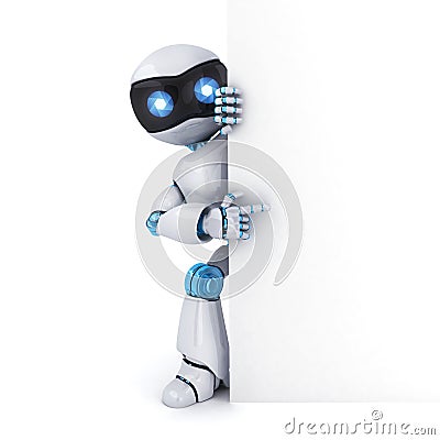 Robot and empty white blank Cartoon Illustration