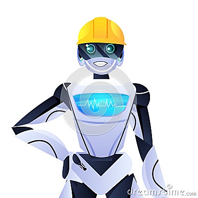 robot engineer in helmet modern robotic character artificial intelligence concept portrait Vector Illustration