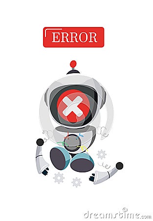 Robot error character vector design. Mascot ai tech for website warning. Vector Illustration