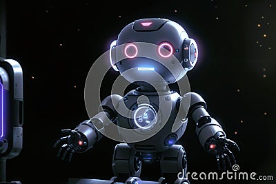 robot exploring outer space Stock Photo