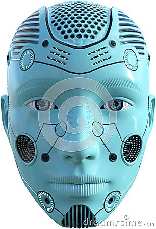 Robot Face, Head, Technology, Isolated, Woman Stock Photo