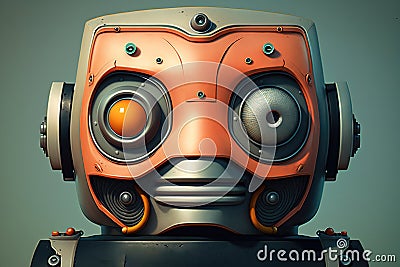 Robot face illustration in cubist style. Created with Generative AI Cartoon Illustration