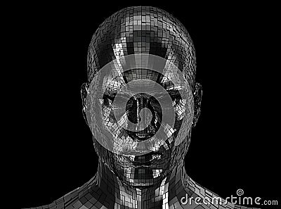 Robot face looking front on camera Stock Photo