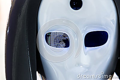 Robot face with system error BSOD in the eye Stock Photo