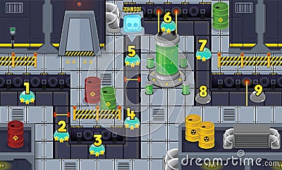 Robot Factory Game Level Map Vector Illustration