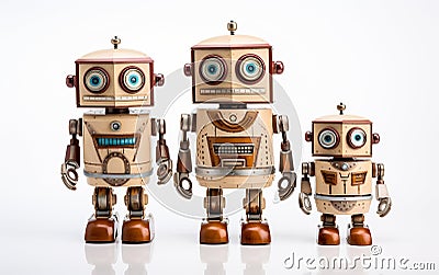 Robot Family on a Stroll Generative AI Stock Photo
