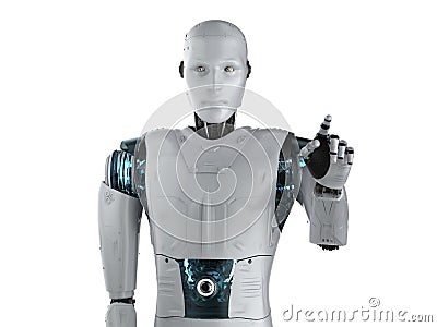 Robot finger point Stock Photo