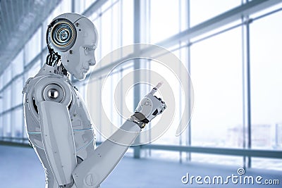 Robot finger point Stock Photo