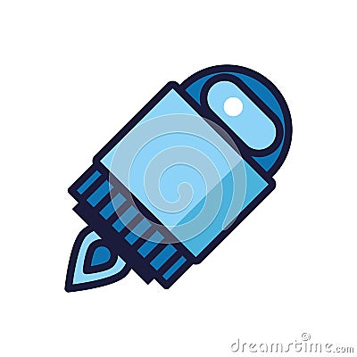 Robot floating cyborg isolated icon Vector Illustration